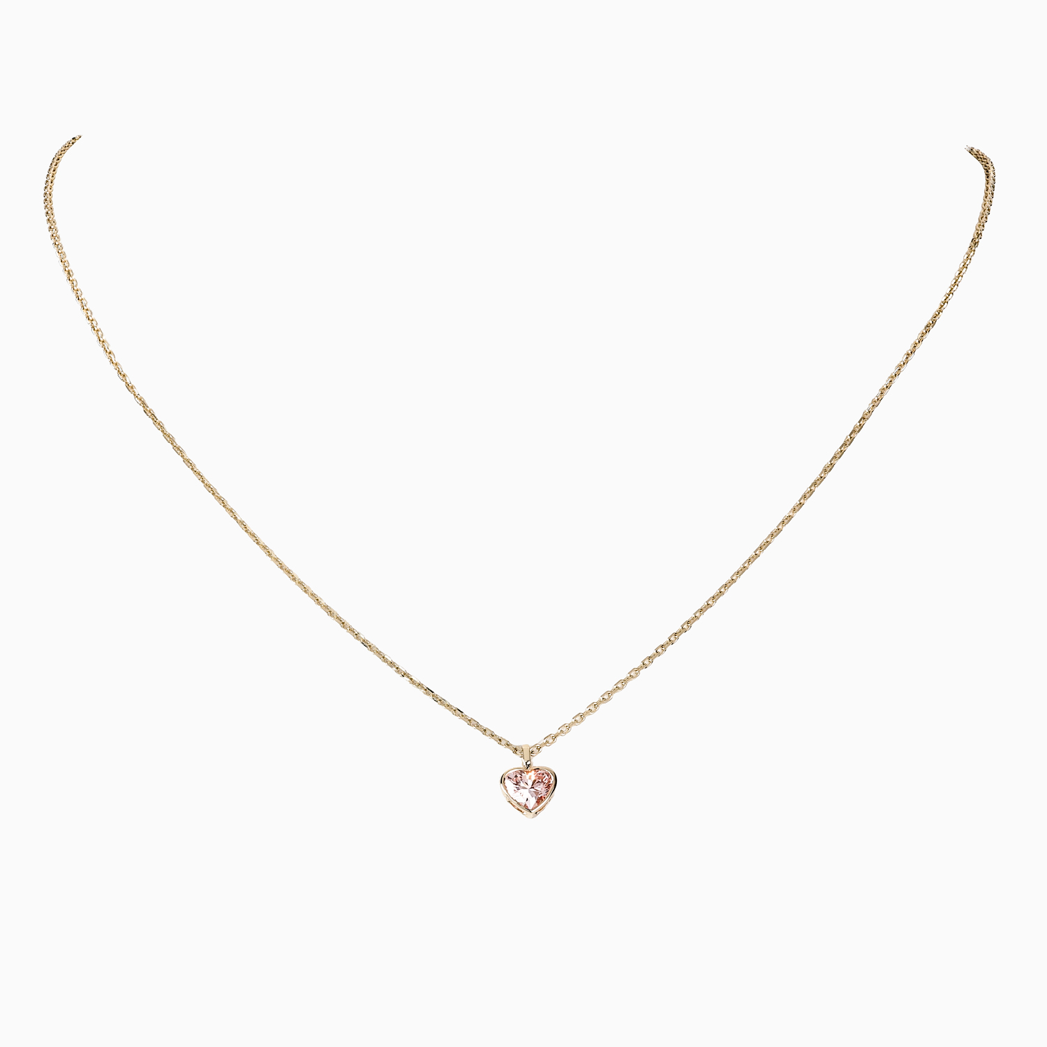 Heart-Shaped Lab-Grown Fancy Pink Diamond Solitaire Pendant, 14k Yellow Gold